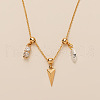 Triangle Horse Eye Brass Pave Clear Cubic Zirconia Pendant Necklaces for Women FS-WG06C6B-09-1