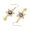 Evil Eye with Heart Alloy Glass Seed Beads Dangle Earrings EJEW-MZ00422-4