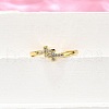 Brass Micro Pave Clear Cubic Zirconia Cuff Rings for Women RJEW-H247-30G-3