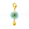 10Pcs Flat Round Evil Eye Resin with Glass Seed Pendant Decorations HJEW-MZ00095-3