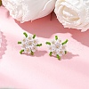 304 Stainless Steel Flower Stud Earrings EJEW-MZ00457-05-1