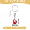 8Pcs 4 Colors Lucky Cat Shapes Baking Paint Brass Keychains KEYC-GO00001-2