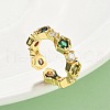 Brass Micro Pave Cubic Zirconia Open Cuff Rings RJEW-V009-10G-1
