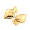 304 Stainless Steel Double Heart Dangle Stud Earrings for Women EJEW-D076-01B-G-2
