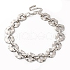 Iron & Alloy Flat Round Link Chain Necklaces for Women NJEW-U046-04P-2