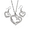 Heart Alloy Crystal Rhinestone Pendant Necklace & Dangle Earrings Sets FS-WG58D1F-01-2