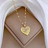 Evil Eye Heart 304 Stainless Steel Micro Pave Clear & Blue Cubic Zirconia Pendant Necklaces FS-WGB58AC-01-3