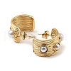 Real 18K Gold Plated 304 Stainless Steel Arch Stud Earrings with Resin Beaded EJEW-G358-01G-02-2