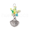 Starfish/Sea Stars Dyed Synthetic Turquoise & Alloy Shell Shape Pendants PALLOY-JF03957-02-2