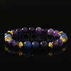 Natural Amethyst & Lapis Lazuli Round Beads Stretch Bracelets for Men Women SP2626-3