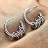 C-Shaped with knot Brass Stud Earrings EJEW-R025-28P-2