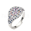 Brass Micro Pave Cubic Zirconia Cuff Rings for Women RJEW-A069-13P-6