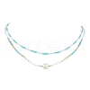 Glass Beaded Double Layer Necklaces NJEW-MZ00070-3