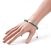 Synthetic Turquoise(Dyed) Braided Bead Bracelet with Synthetic Magnesite Cross BJEW-TA00146-02-3