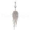 Alloy Crystal Rhinestone Dangle Curved Barbell Belly Rings AJEW-R007-04P-03-4