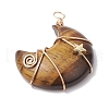 Natural Tiger Eye Copper Wire Wrapped Pendants PALLOY-JF02685-01-3