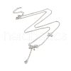 Brass Micro Pave Clear Cubic Zirconia Bowknot Pendant Necklaces NJEW-P313-01P-3
