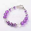 Lovely Frosted Glass Beaded Bracelets BJEW-JB01838-2