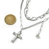 304 Stainless Steel Cross Pendant Chain Necklaces NJEW-M078-05P-3