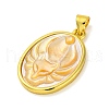 Natural Yellow Shell Carved Nine Tailed Fox Pendants KK-D537-08G-01-2