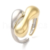 Brass Irregular Geometric Bypass Open Cuff Rings for Women RJEW-B062-09GP-1
