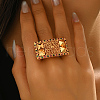 Brass Micro Pave Cubic Zirconia Geometric Adjustable Finger Rings for Women OQ0008-4-3
