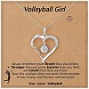 Sport Ball Heart Alloy Micro Pave Clear Cubic Zirconia Pendant Necklaces for Girls FS-WG15C5A-02-1