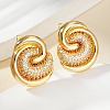 French Style Brass Clear Cubic Zirconia Swirl Stud Earrings HY3681-2-3
