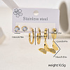 3 Pairs Butterfly Stainless Steel Earring Sets YL4741-2-5