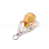 Transparent Glass Beads with Electroplate Non-magnetic Synthetic Hematite Beads and Glass Twisted Bugle Beads and Eco-Friendly Copper Wire Pendants PALLOY-JF03618-02-5
