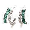 Twist Brass Micro Pave Cubic Zirconia Stud Earrings EJEW-M082-16P-01-2