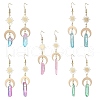 Dyed Natural Quartz Crystal Bullet Dangle Earrings EJEW-JE05310-1