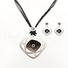 Rhombus Alloy Enamel Stud Earrings & Pendant Necklaces Sets FS-WGC3B96-03-2