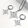 Witches Knot 304 Stainless Steel Pendant Necklaces & Hoop Earrings & Rings Sets FS-WGFB126-01-4