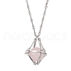 304 Stainless Steel Empty macrame Pouch Pendant Singapore Chain Necklaces NJEW-JN05285-01-3