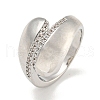 Rack Plating Brass Micro Pave Cubic Zirconia Teardrop Open Cuff Rings for Women RJEW-I104-06P-1