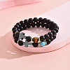 2Pcs Simple Handmade Natural Black Obsidian Round Beads Stretch Bracelets PF0361-3