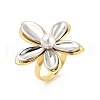 Flower Brass Finger Rings for Women RJEW-S622-01GP-3