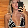 Alloy Crystal Rhinestone Tassel Sexy Chest Chains for Bikini FS-WG8610C-02-3