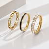 3Pcs Hollow Out 304 Stainless Steel Micro Pave Clear Cubic Zirconia with Enamel Finger Rings FS-WGFDE09-07-1