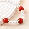 Brass ABS Imitation Pearl Beaded Bracelets for Women BJEW-D317-02G-2