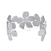 Flower 304 Stainless Steel Open Cuff Bangles for Women BJEW-M313-05P-3