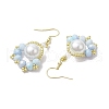 Paw Print Imitation Pearl & Glass Seed Beads Dangle Earrings EJEW-MZ00386-02-4