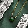 304 Stainless Steel Green Cubic Zirconia Pendant Neckalces for Women NJEW-C078-01B-G-2