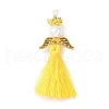 Glass Pearl Round Beaded with Polycotton Tassel Big Pendants PALLOY-MZ00611-01-1