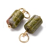 Natural Unakite Column Charms with 304 Stainless Steel Jump Rings G-Q032-01B-2