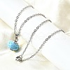 Synthetic Turquoise Rondelle Pendant Urn Ashes Necklaces NJEW-K393-01P-3
