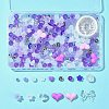 250Pcs 15 Styles Purple Opaque with Transparent Acrylic Beads with Strong Stretchy Beading Elastic Thread OACR-FS0001-61-7