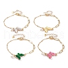 Brass Micro Pave Cubic Zirconia Butterfly Link Bracelets BJEW-JB05834-1