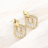 Rhombus Brass Micro Pave Clear Cubic Zirconia Dangle Stud Earrings EJEW-F373-02G-3